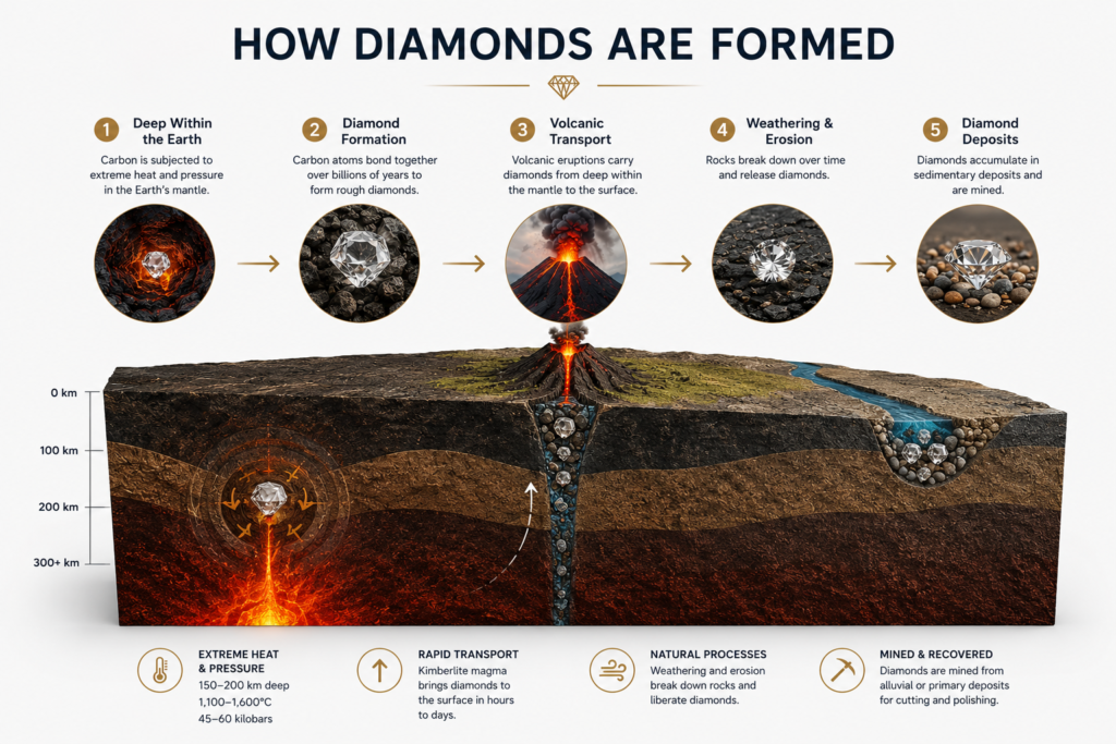 Natural diamond formation