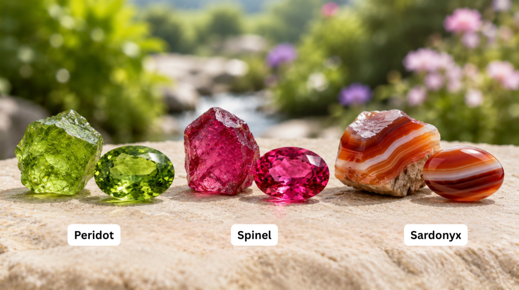 August Birthstones: Peridot, Spinel and Sardonyx