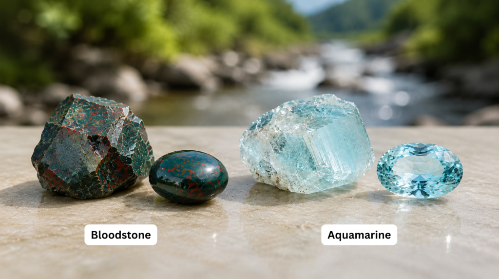 March Birthstones: Aquamarine and Bloodstone
